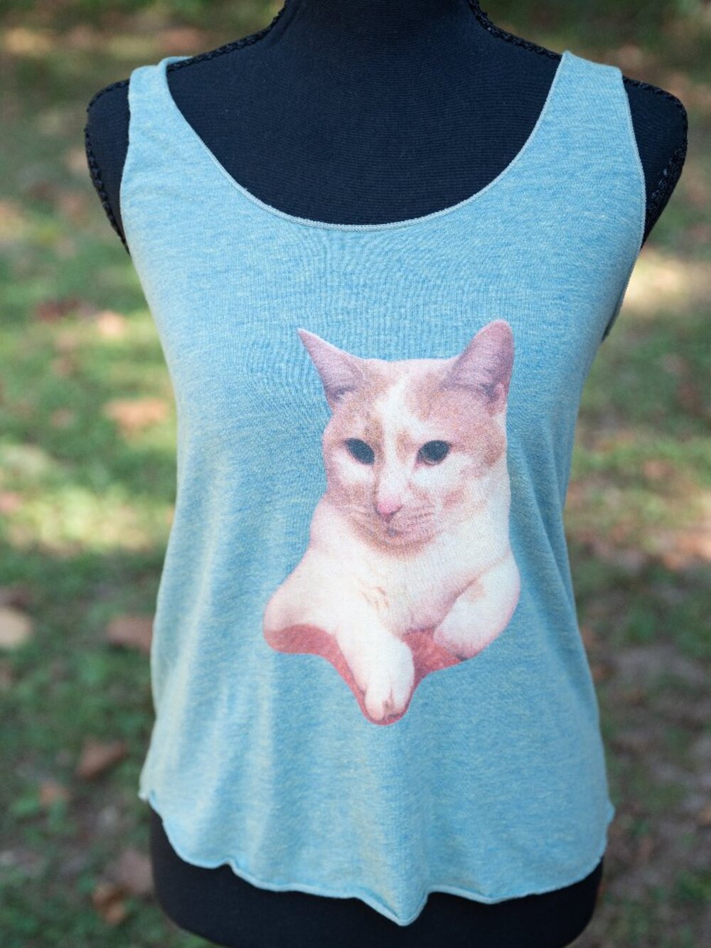 Vintage Women's medium American Apparel cat graphic tank top featuring a screen-